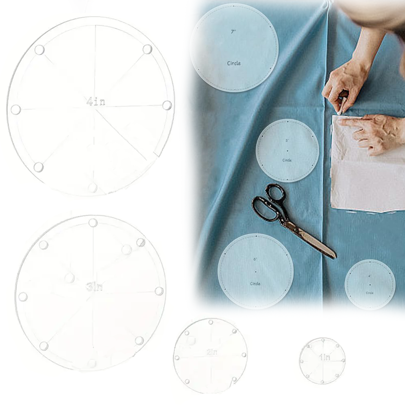 Knitting Needle Circular - 4pcs Clear Acrylic Circular Quilting Templates