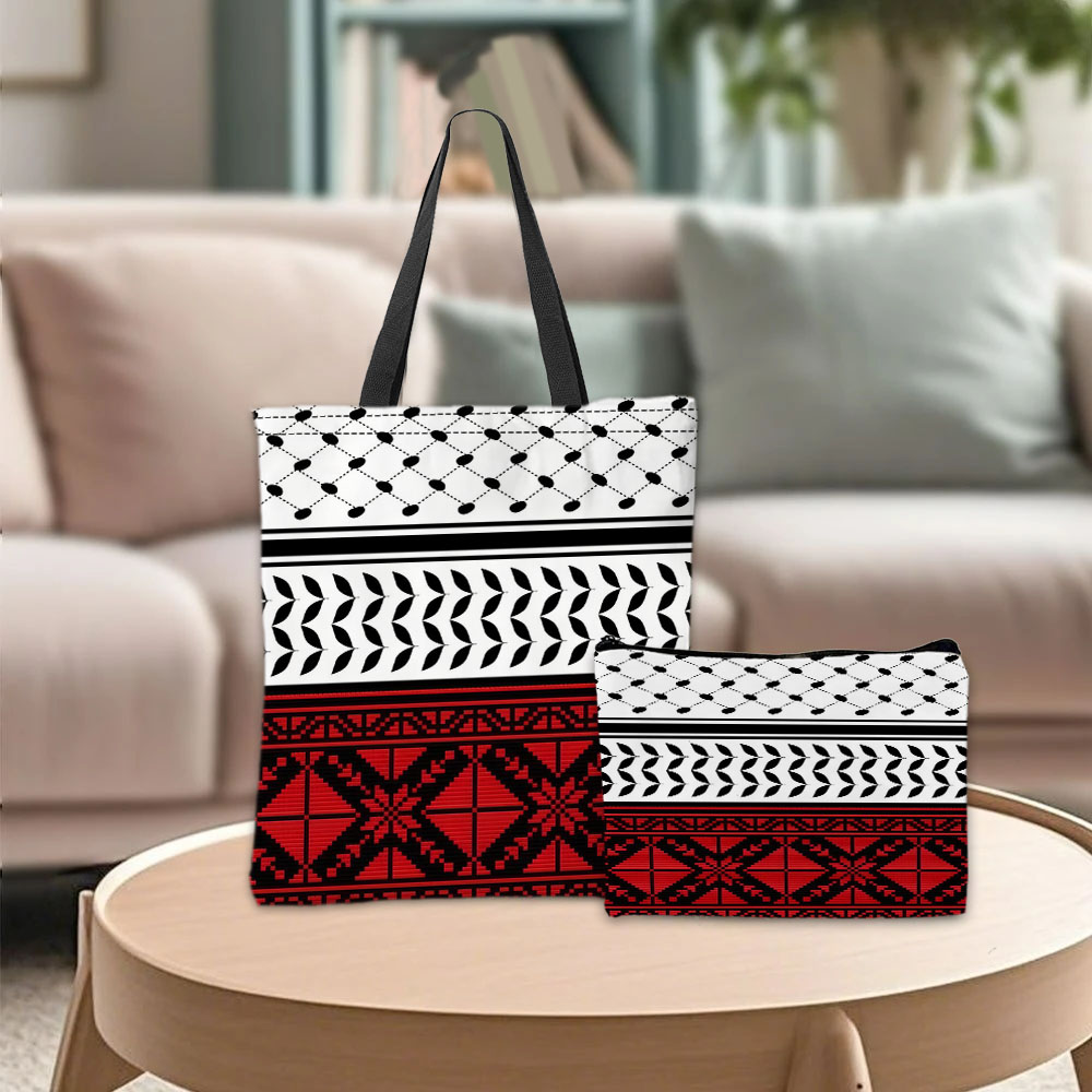 Art Craft Bag - Red ,Black White Geometric Pattern Traditional