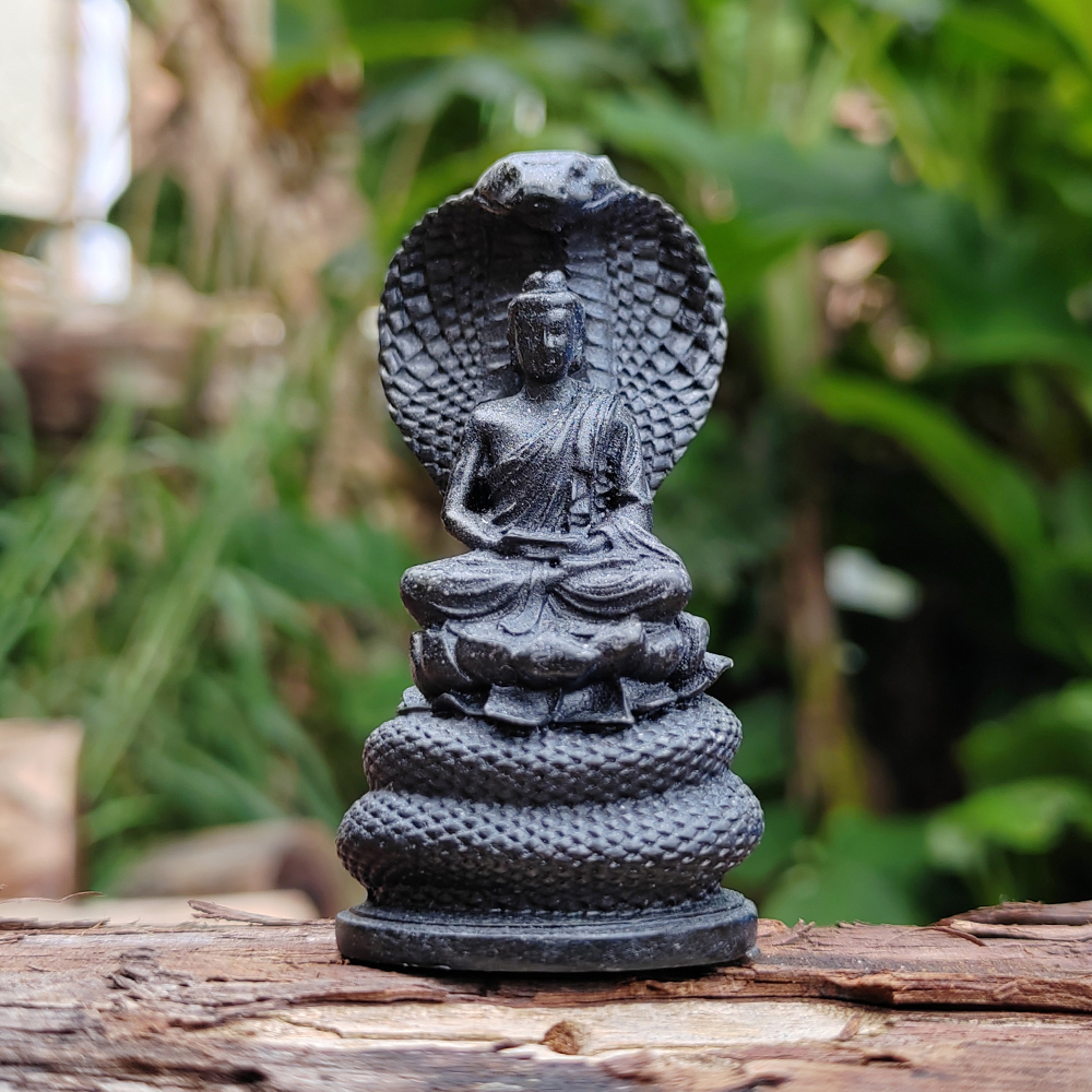 Art Craft New Year - Snake-Guarding-Buddha Sculpture Ornament, Resin Artwork, Cultural