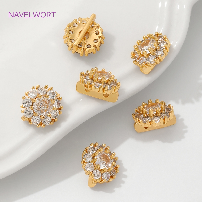 Art Craft Making - 18K Gold Plated Inlaid Zircon Beads