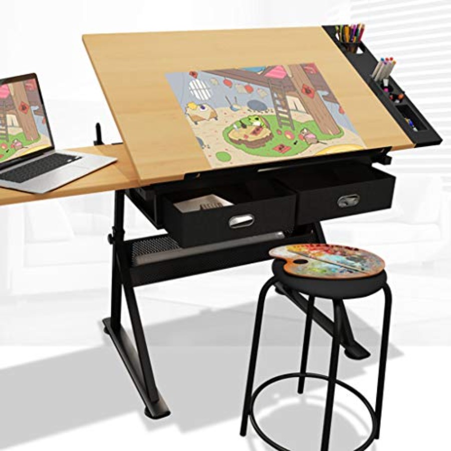 Art Craft Us - Drafting Table with Storage Height Adjustable