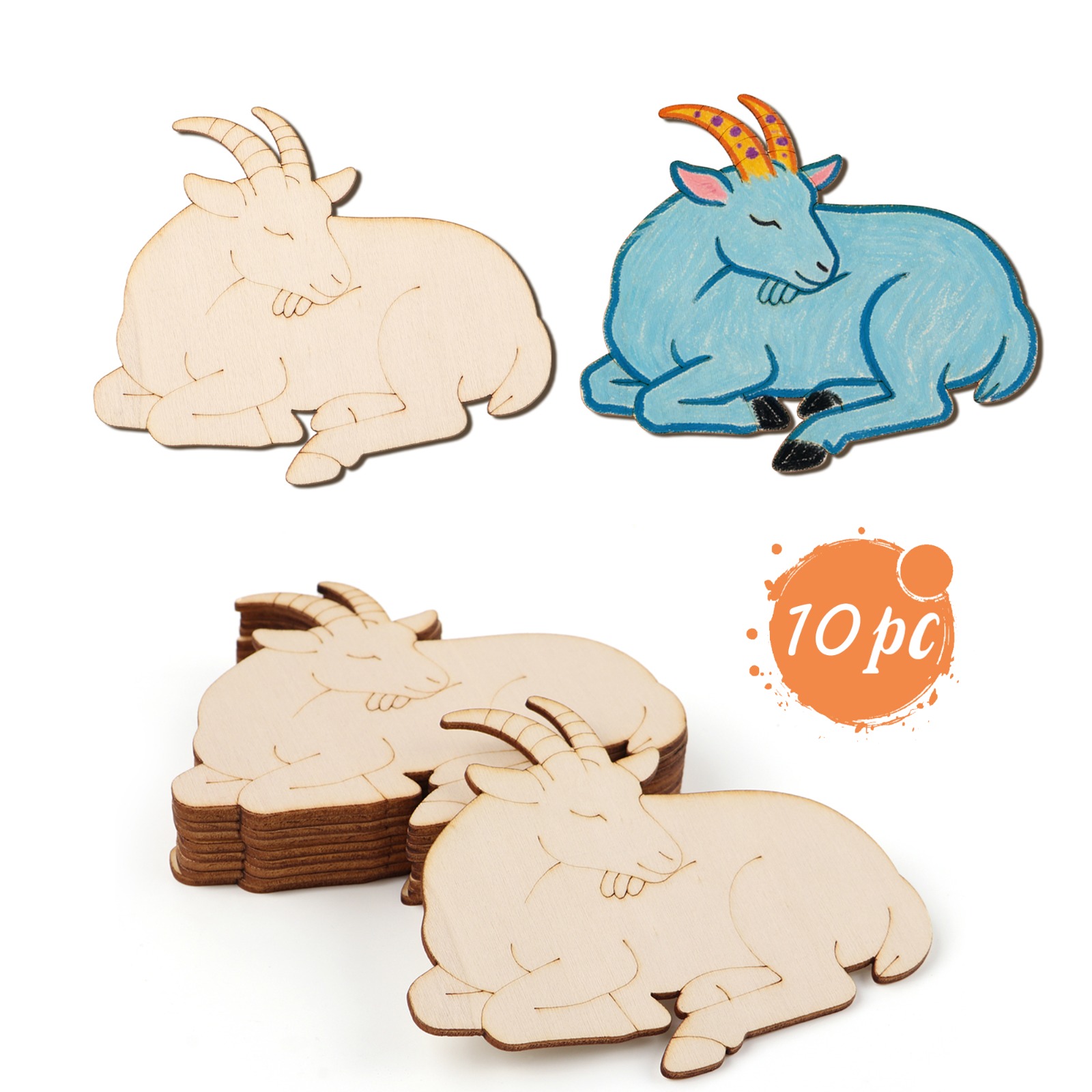 Art & Craft Teacher Vacancy - 10pcs/set Unfinished Wood Sheep Animal Ornaments