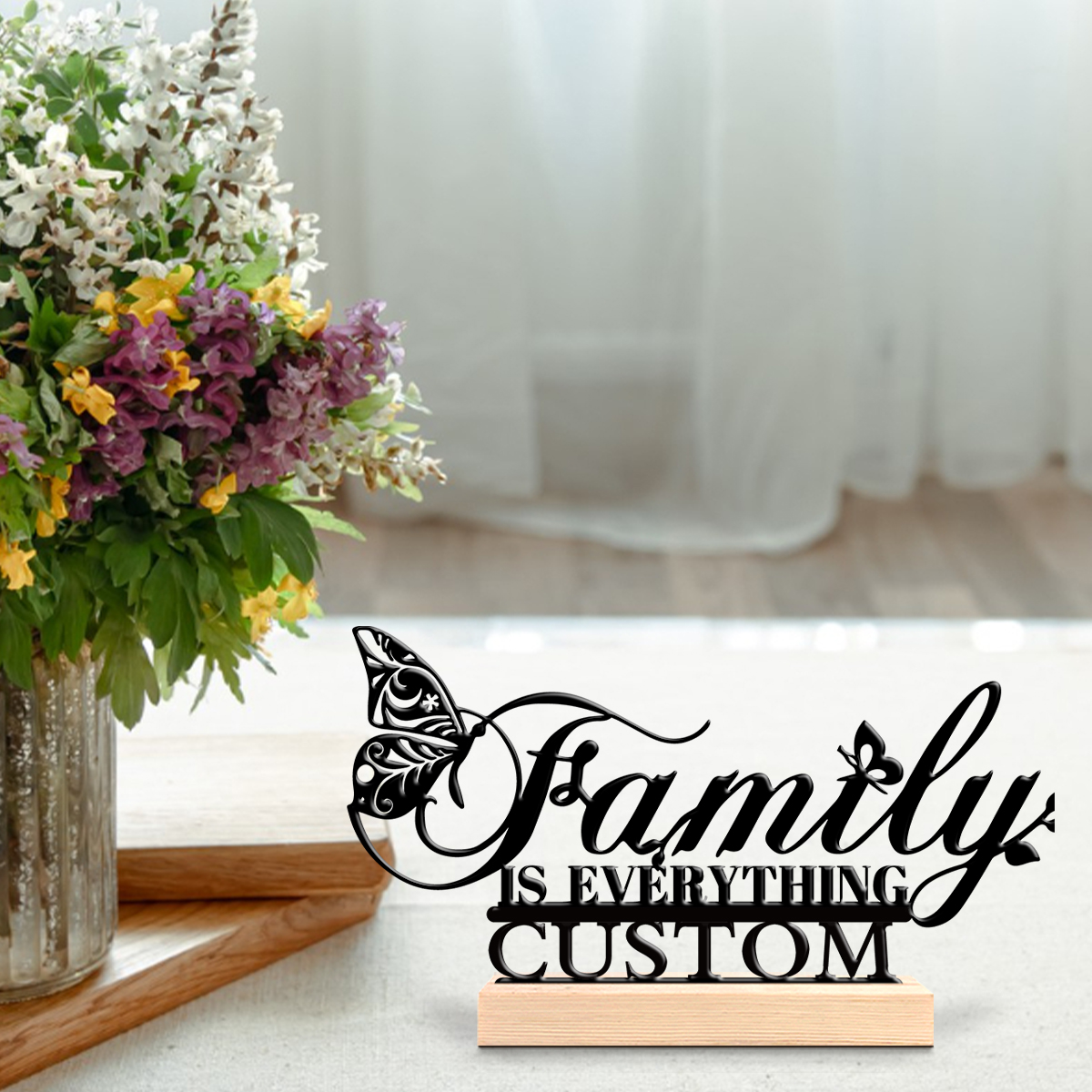 Art Craft Us - 1pc butterfly flower Custom Text Metal
