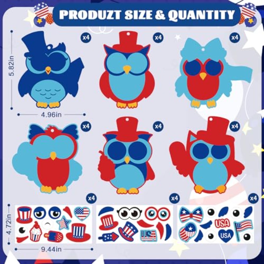 24Pcs 4th of July Crafts for,D - Art And Craft Independence Day reseña y precio