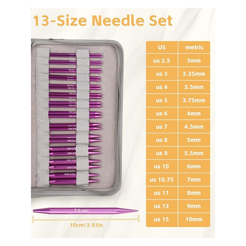 AT02-Leather Case Included 13  - Knitting Needle Circular reseña y precio