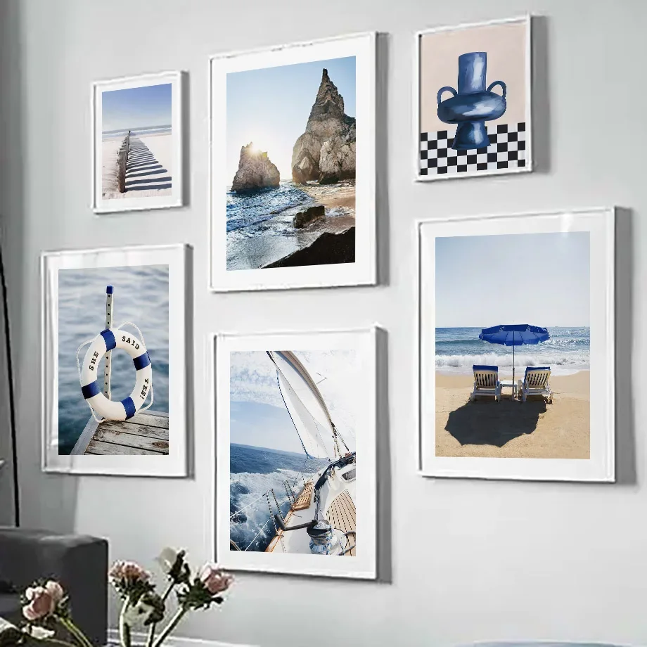 Blue Sea Sunshine Beach White  - Art Craft Vase reseña y precio