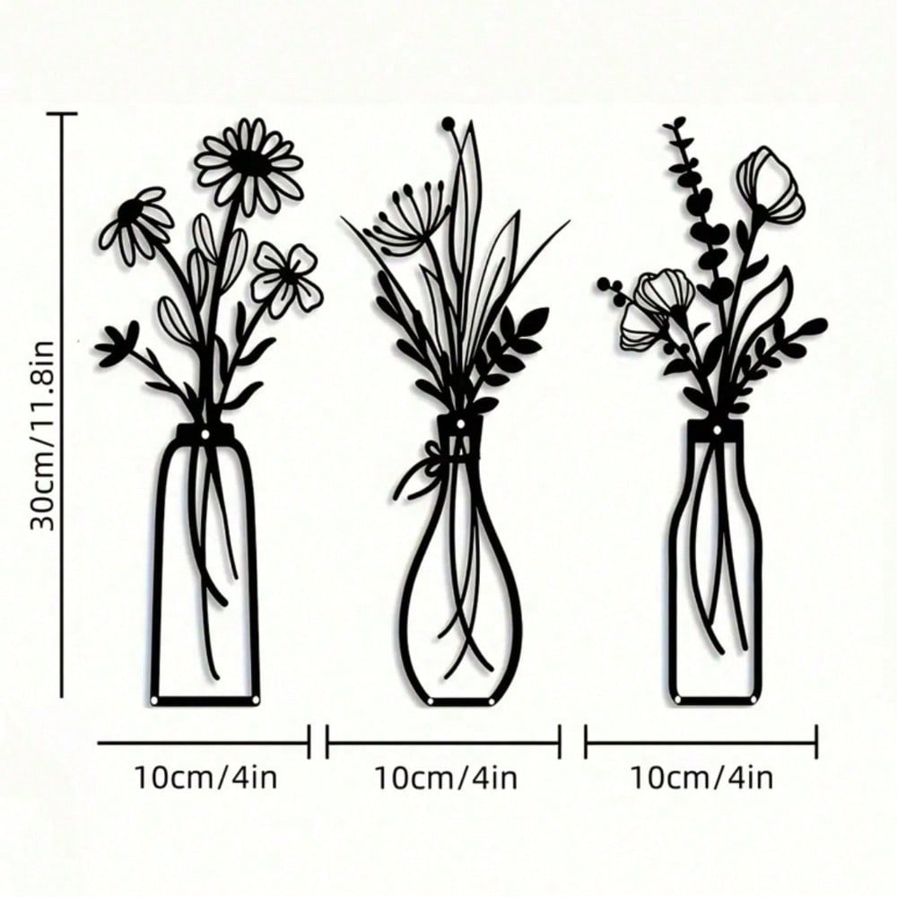 3pcs Vintage Metal Floral Wall - Art Craft Vase reseña y precio