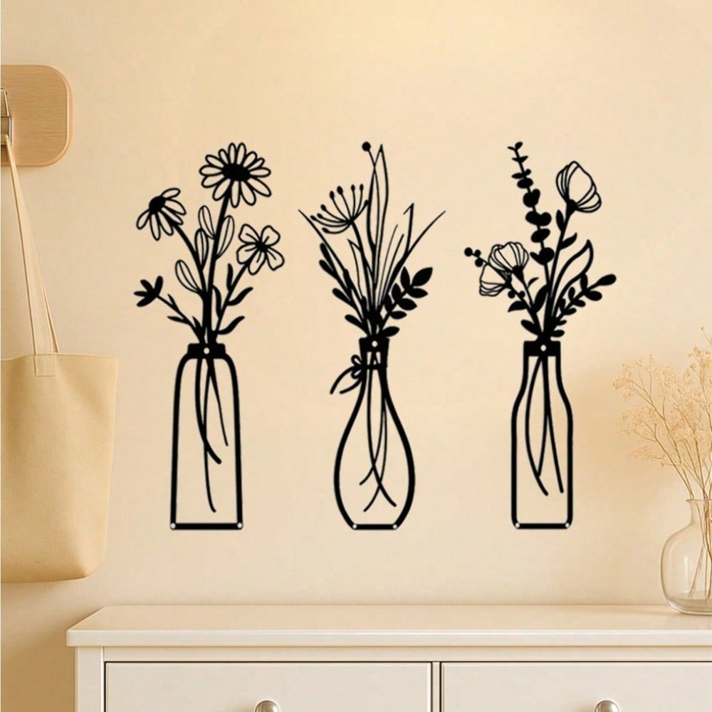 3pcs Vintage Metal Floral Wall - Art Craft Vase reseña y precio