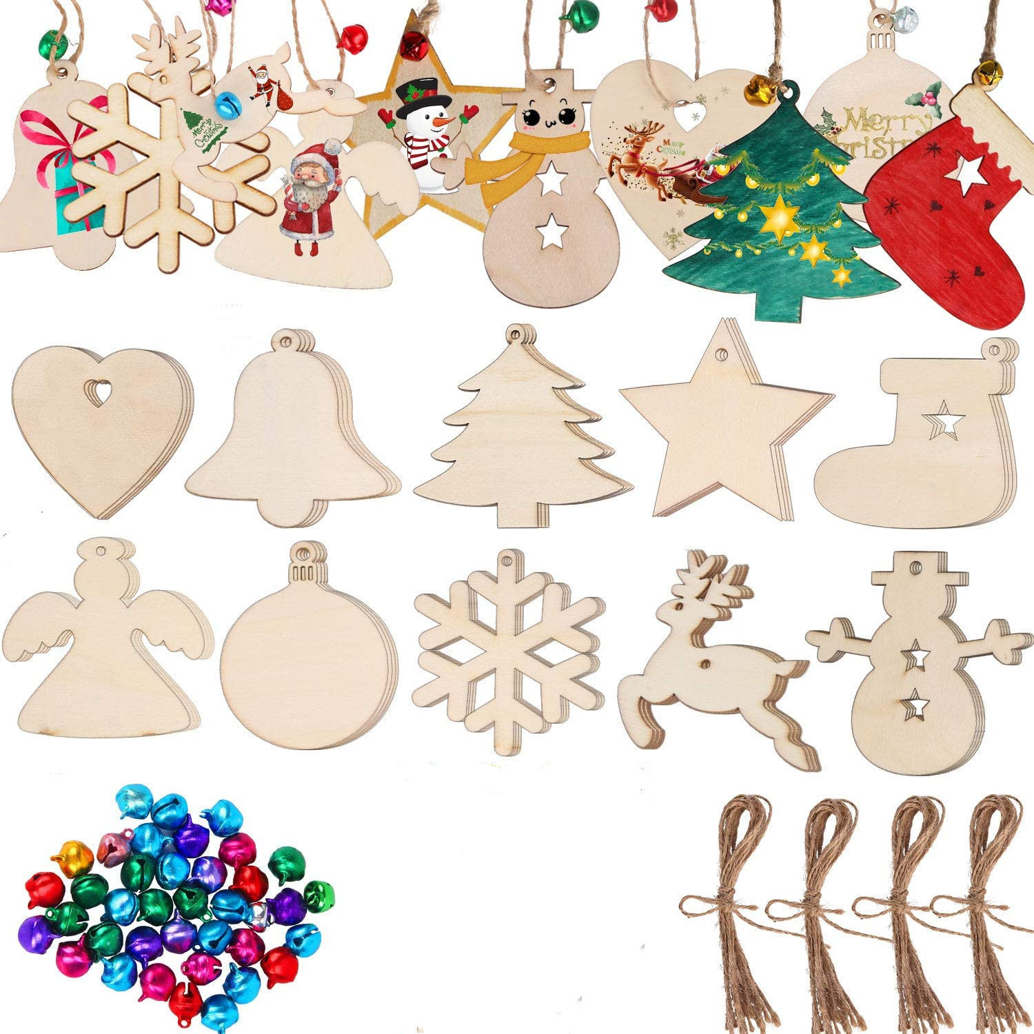 10/20/50Pcs DIY Wooden Christm - Art Craft New Year reseña y precio