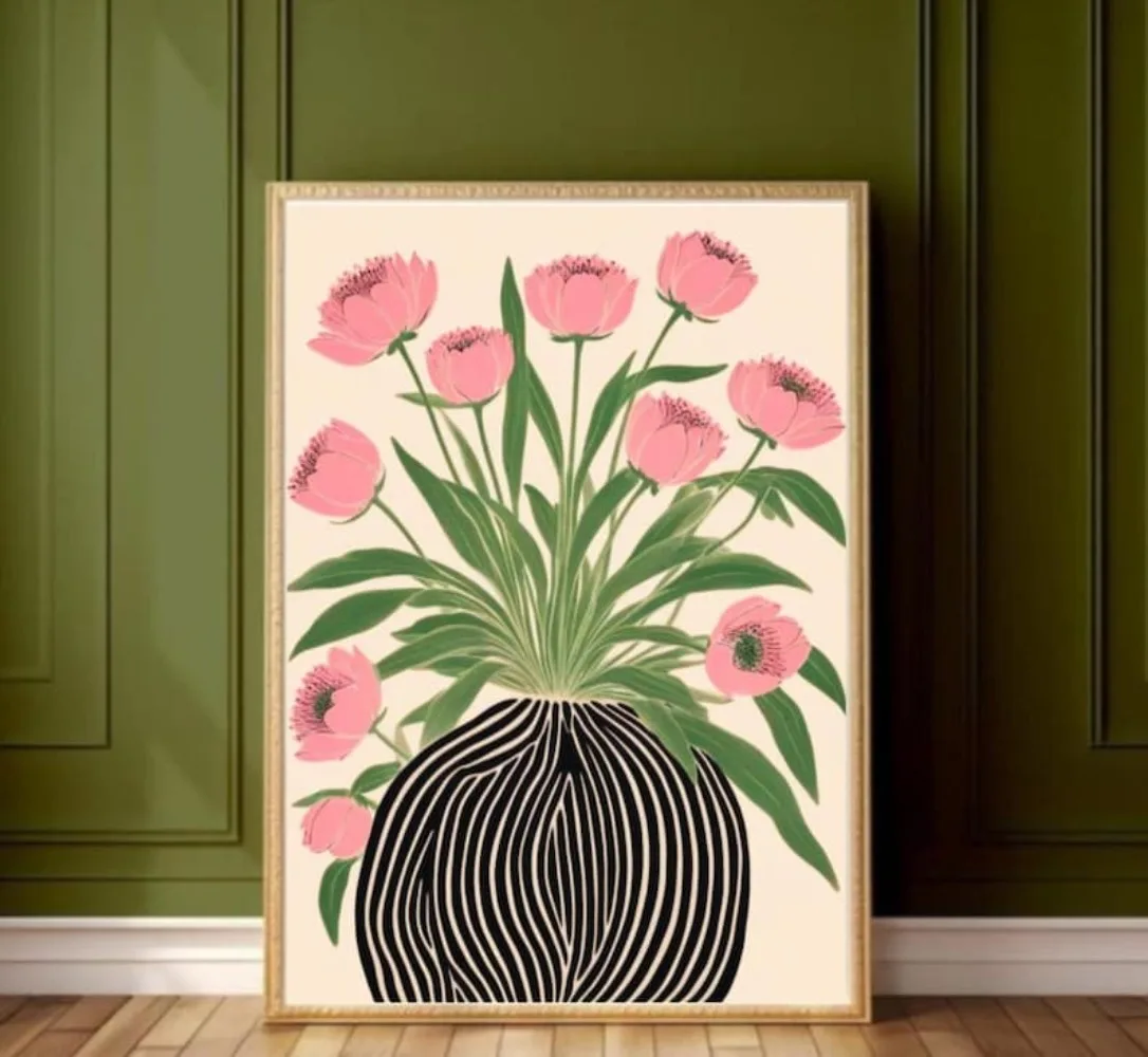 A Frameless Floral Poster,Mati - Art Craft Vase reseña y precio