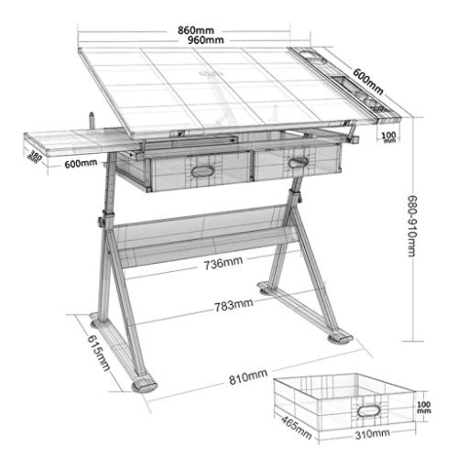 Drafting Table with Storage He - Art Craft Us reseña y precio