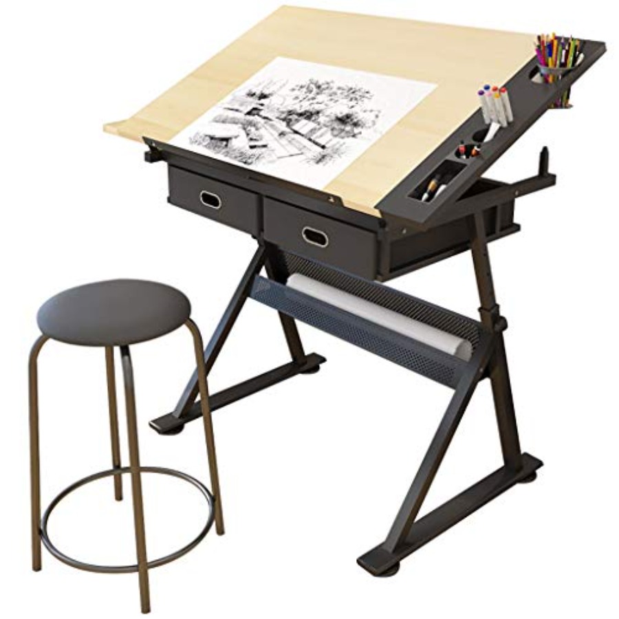 Drafting Table with Storage He - Art Craft Us reseña y precio
