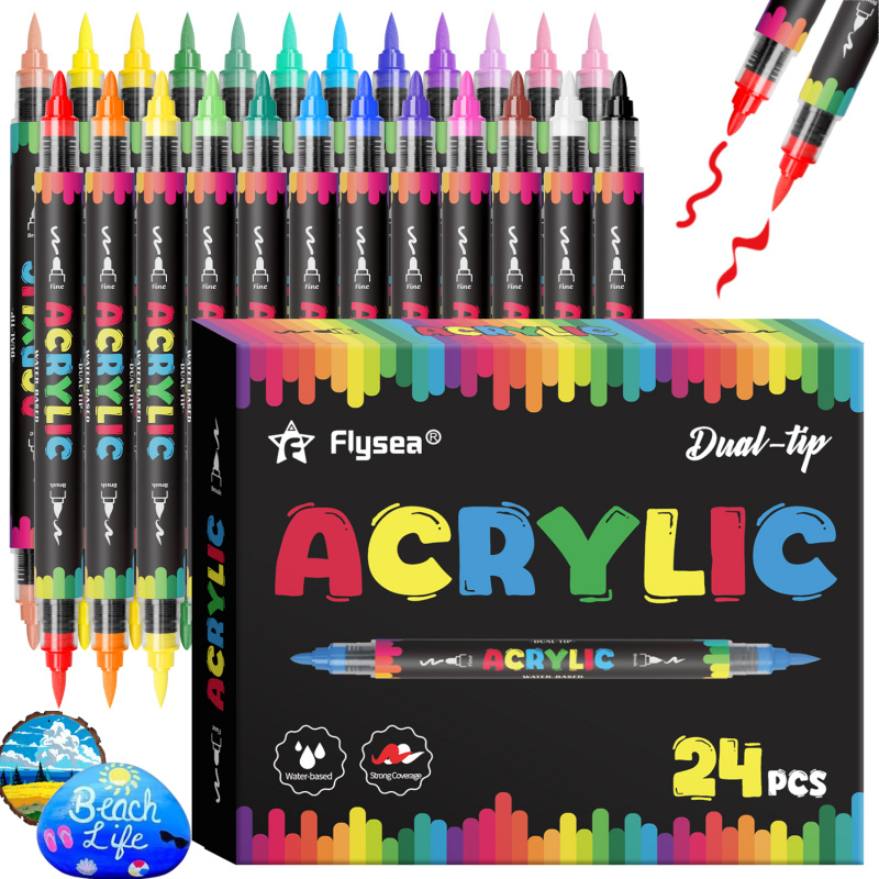Dual-Tip Acrylic Marker Set, 1 - Art Craft Using Paper reseña y precio
