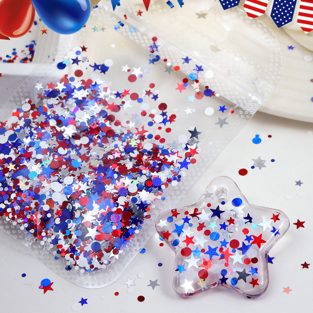 5g Red Blue Polka Dots Glitter - Art And Craft Independence Day reseña y precio