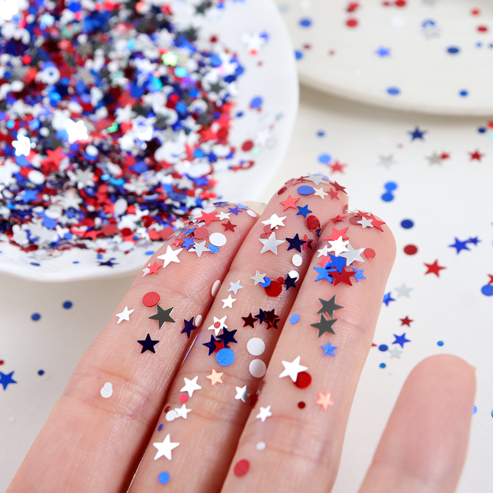 5g Red Blue Polka Dots Glitter - Art And Craft Independence Day reseña y precio