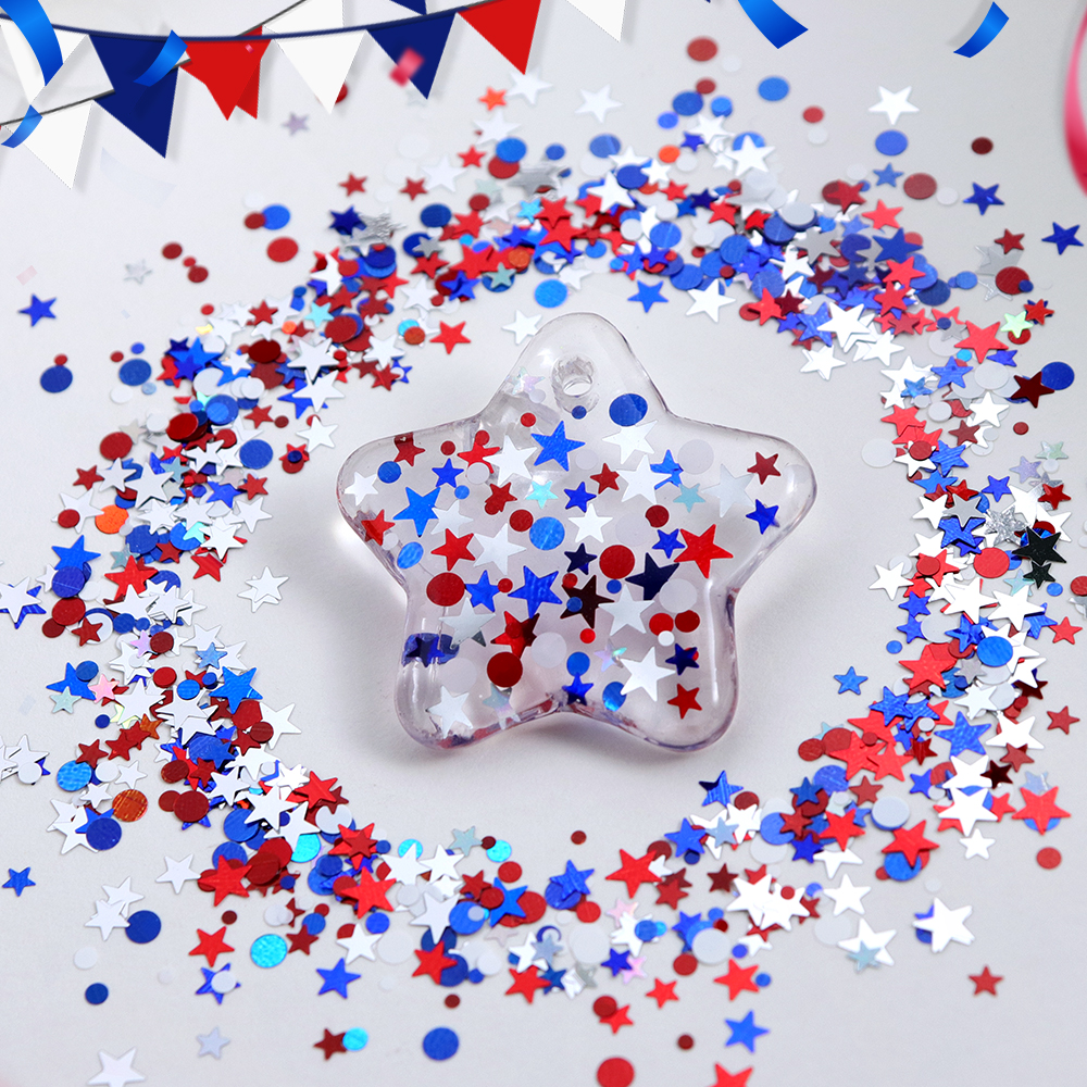 5g Red Blue Polka Dots Glitter - Art And Craft Independence Day reseña y precio