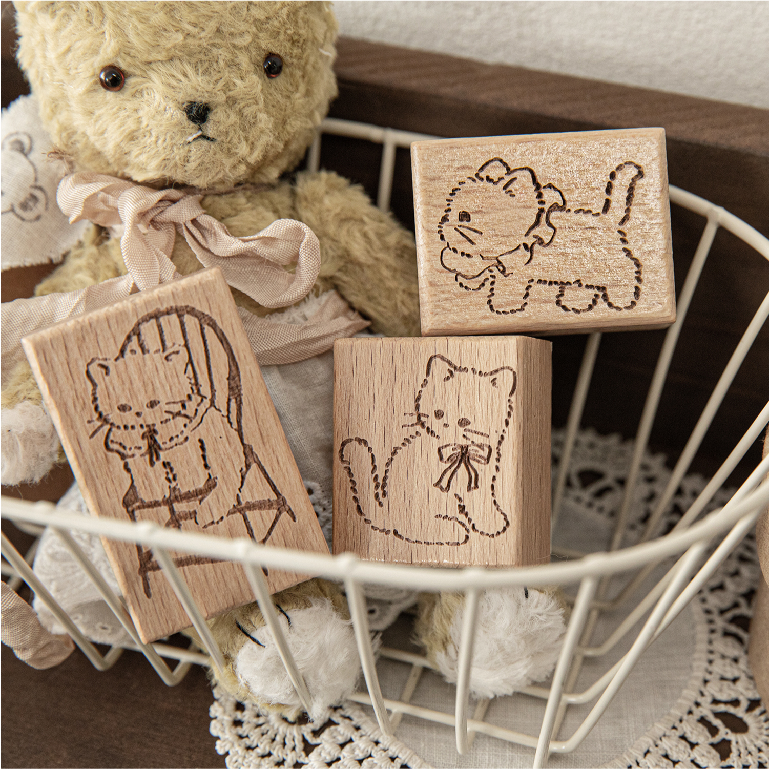 Cartoon Cute Cat Wood Stamp fo - Art Craft Activities reseña y precio