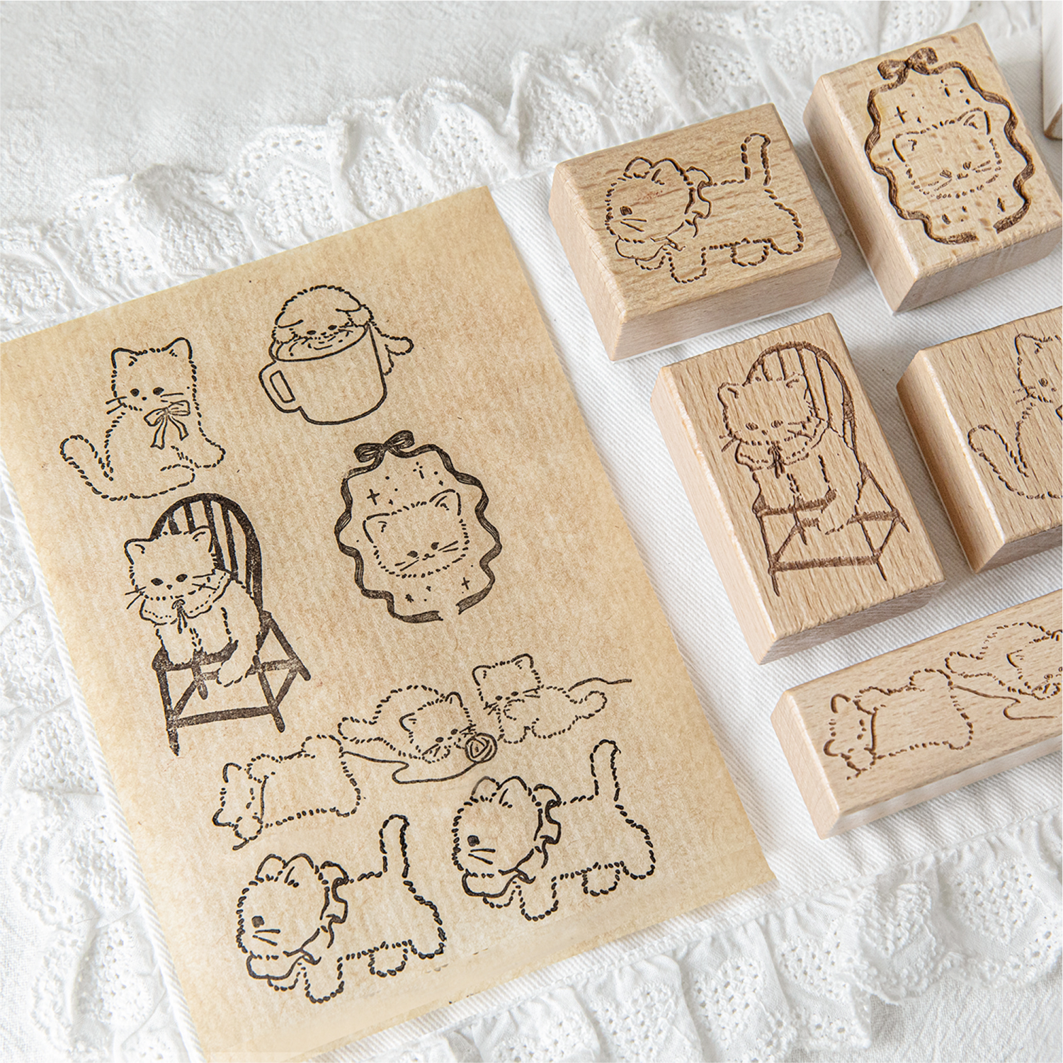 Cartoon Cute Cat Wood Stamp fo - Art Craft Activities reseña y precio