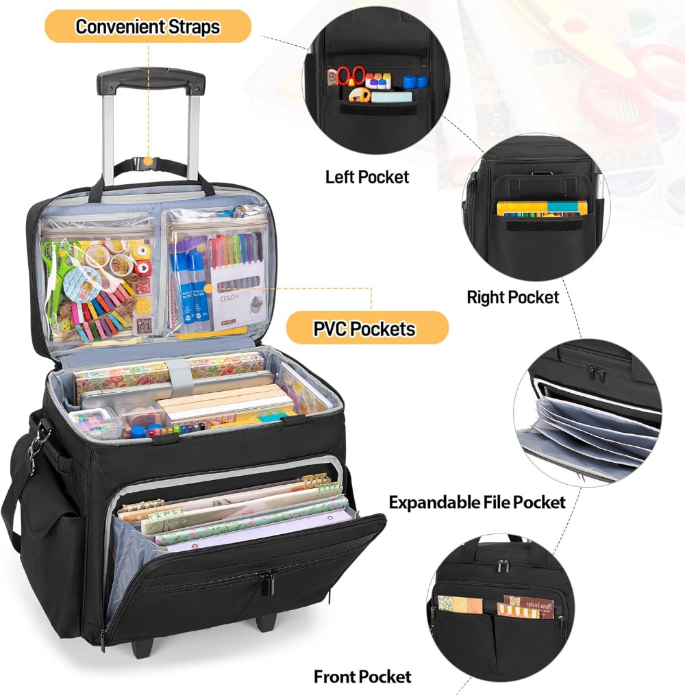 Rolling Scrapbook Tote with Ex - Art Craft Us reseña y precio