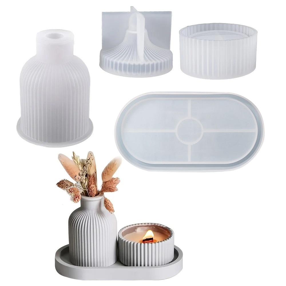 4pcs Silicone Molds Oval Tray  - Art Craft Vase reseña y precio