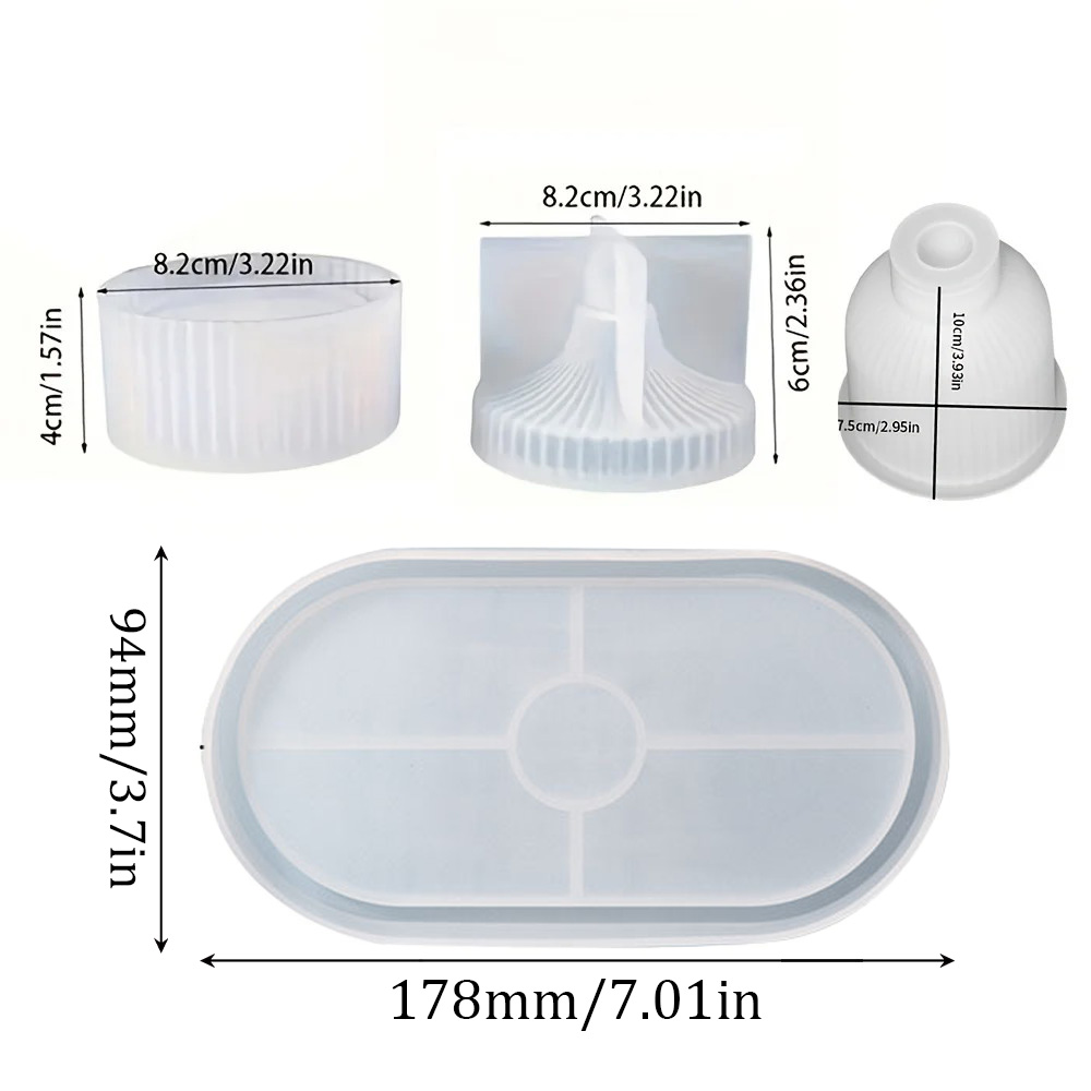 4pcs Silicone Molds Oval Tray  - Art Craft Vase reseña y precio