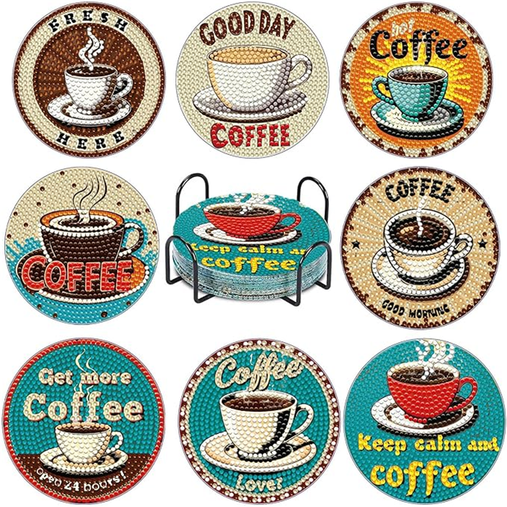 8pcs Diamond Art Coasters With - Art Craft Gifts For Adults reseña y precio