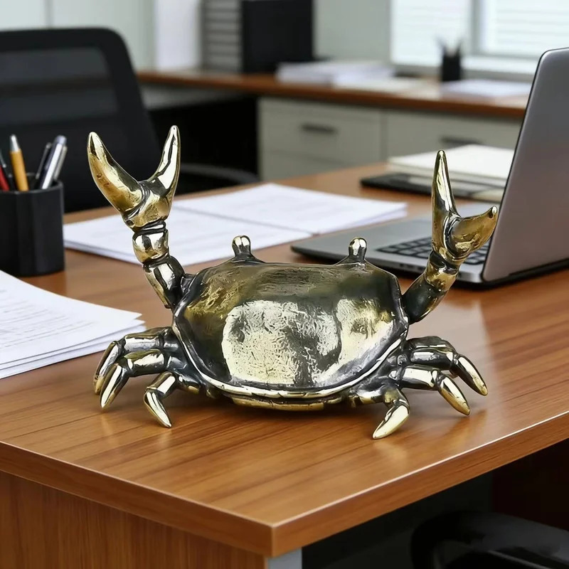 Brass Crab Sculpture Weightlif - Art Craft New Year reseña y precio
