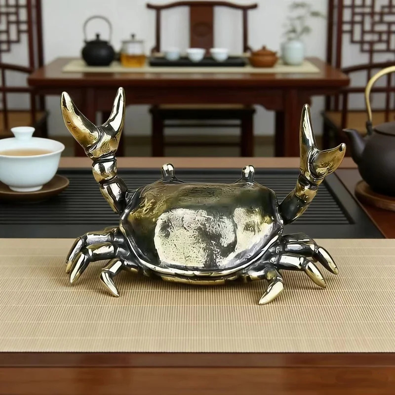 Brass Crab Sculpture Weightlif - Art Craft New Year reseña y precio