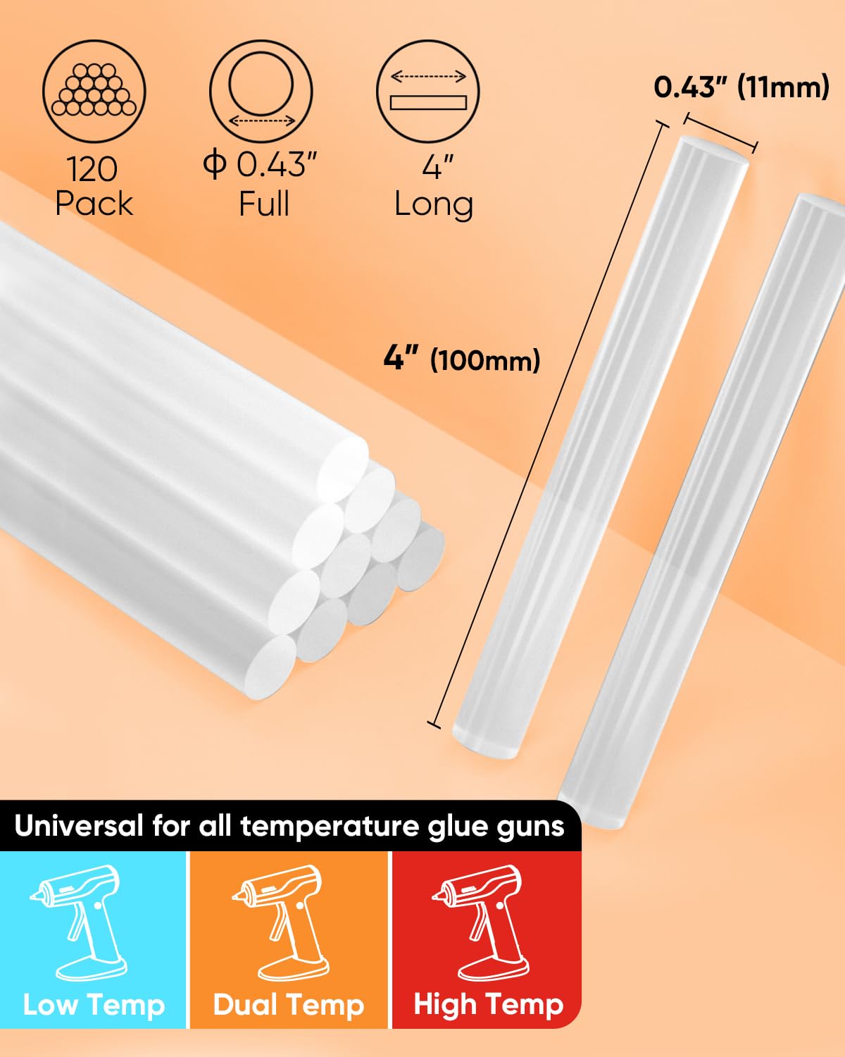 Full Size Hot Glue Sticks 0.43 - Art X Craft reseña y precio
