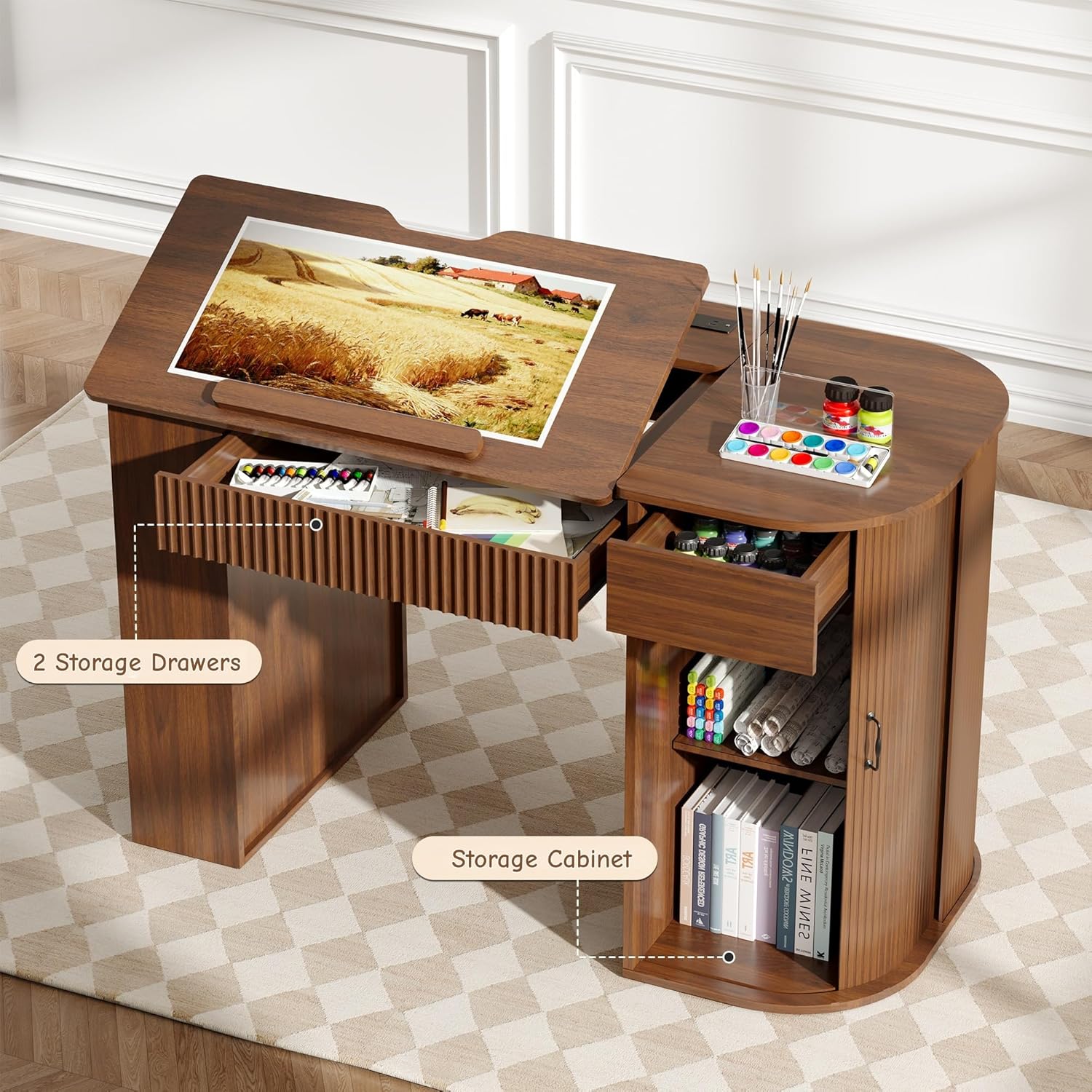 Drafting Table with Storage Ca - Art & Craft Teacher Vacancy reseña y precio