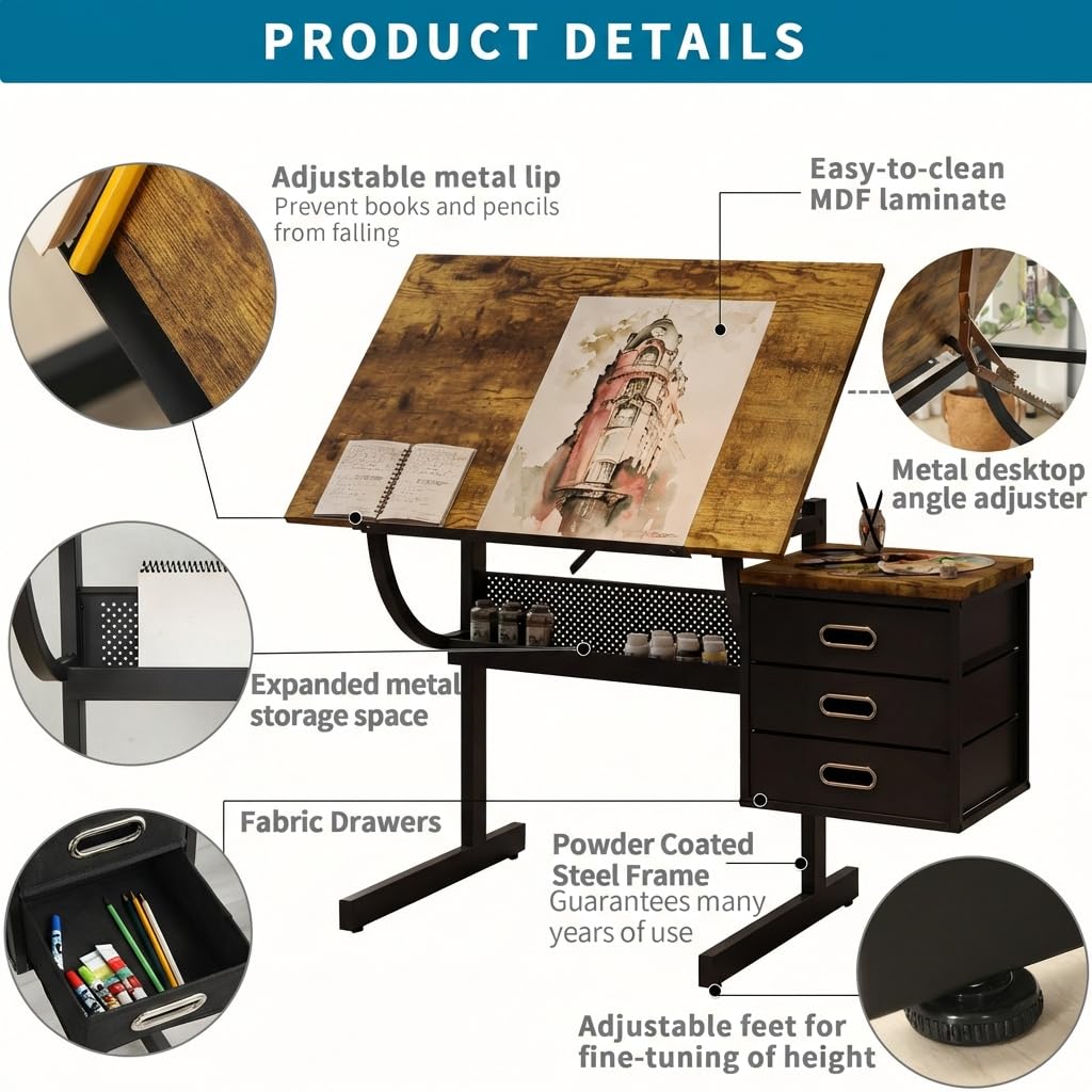 Adjustable Art Desk with Stora - Art & Craft Teacher Vacancy reseña y precio