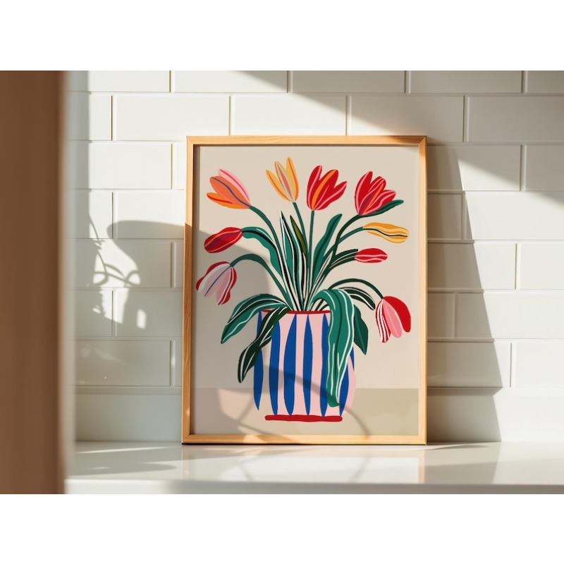 2pcs Tulip Flowers Canvas Wall - Art Craft Vase reseña y precio