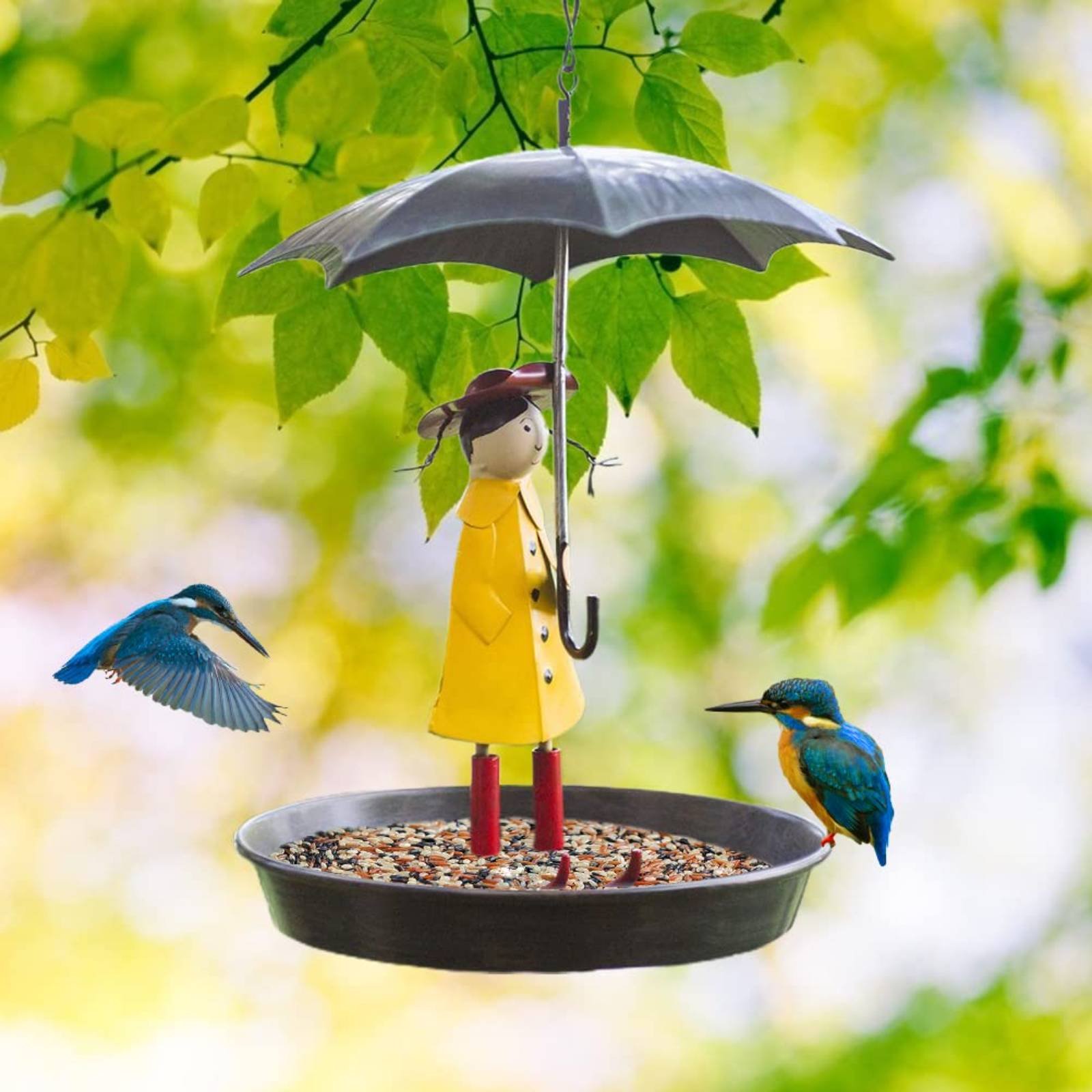 Girl with Umbrella Bird Feeder - Art Craft Us reseña y precio