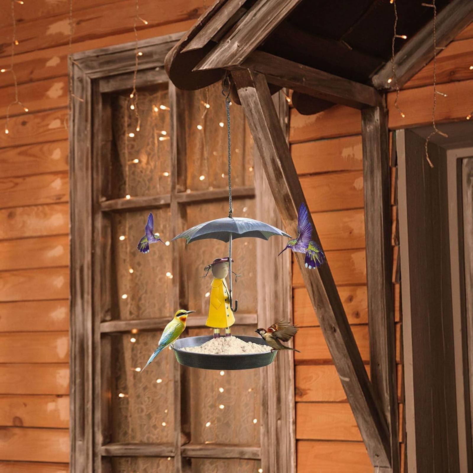 Girl with Umbrella Bird Feeder - Art Craft Us reseña y precio