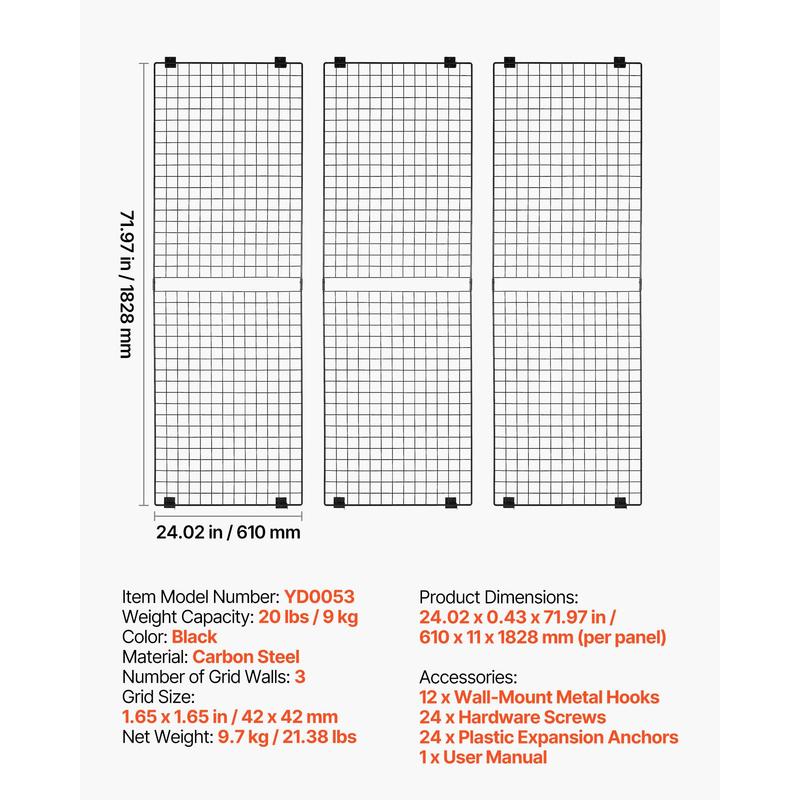 3 Packs Grid Wall Panels, 2 x  - Art X Craft reseña y precio