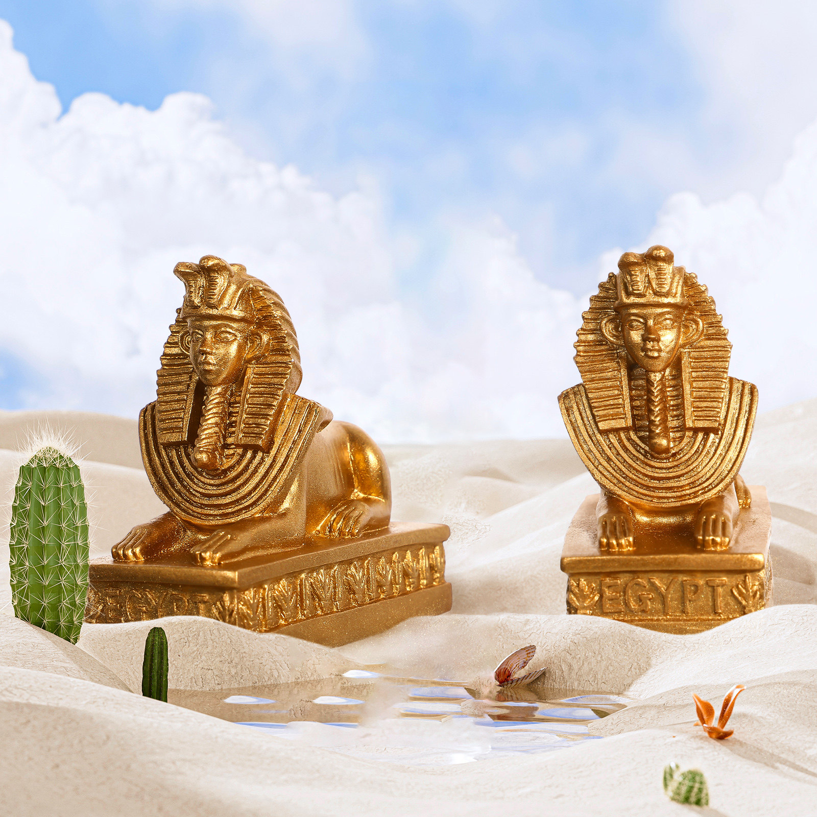 2Pcs Egyptian Sphinx Statue Re - Art Craft Cafe reseña y precio